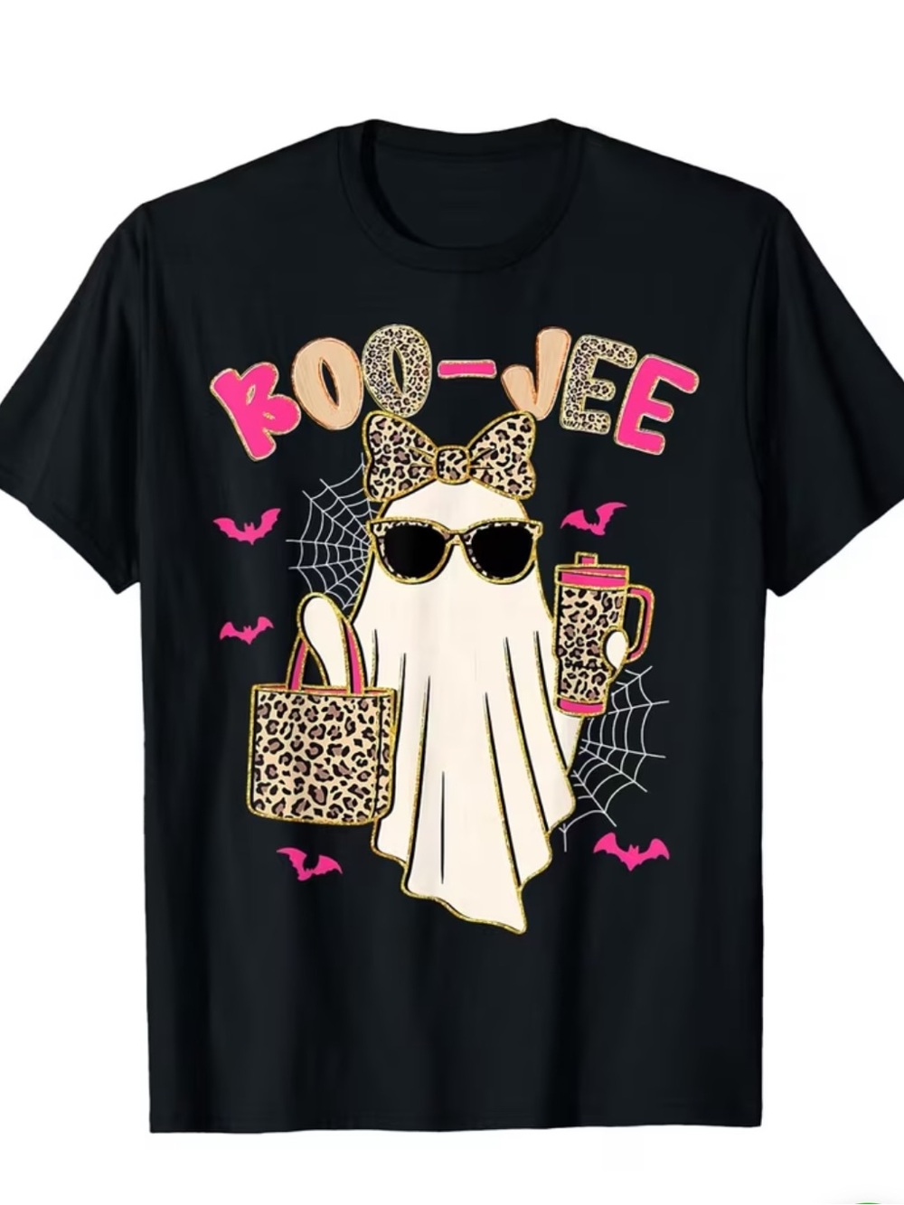 Halloween “Boo-jee' Leopard Ghost Graphic T-Shirt -New